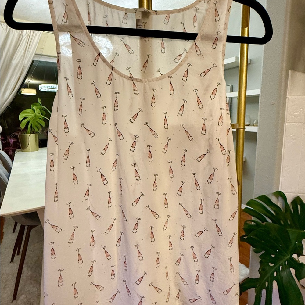 Joie Silk Pink and Black Champagne Print Sleeveless Top